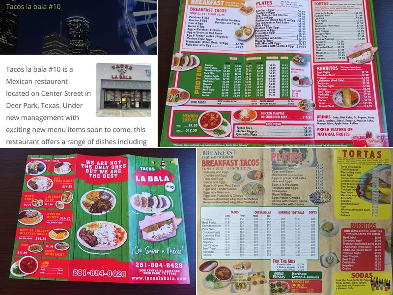 Tacos La Bala #10 Menu