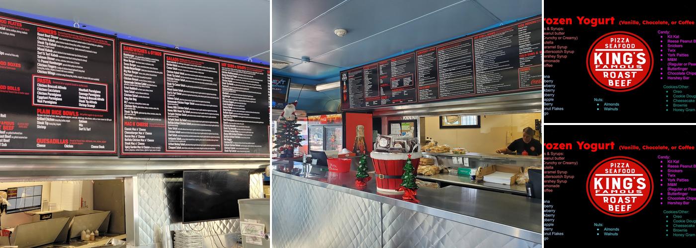 Kings Famous Roast Beef Pizza & Seafood Menu