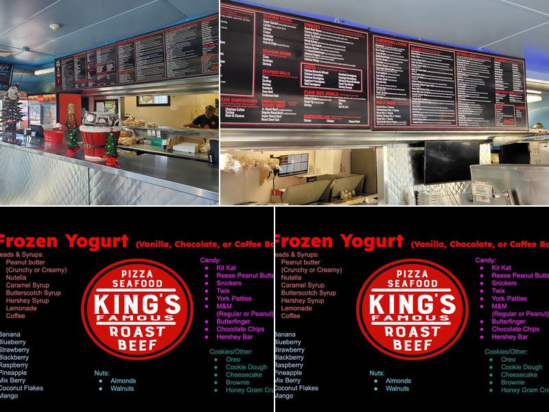 Kings Famous Roast Beef Pizza & Seafood Menu