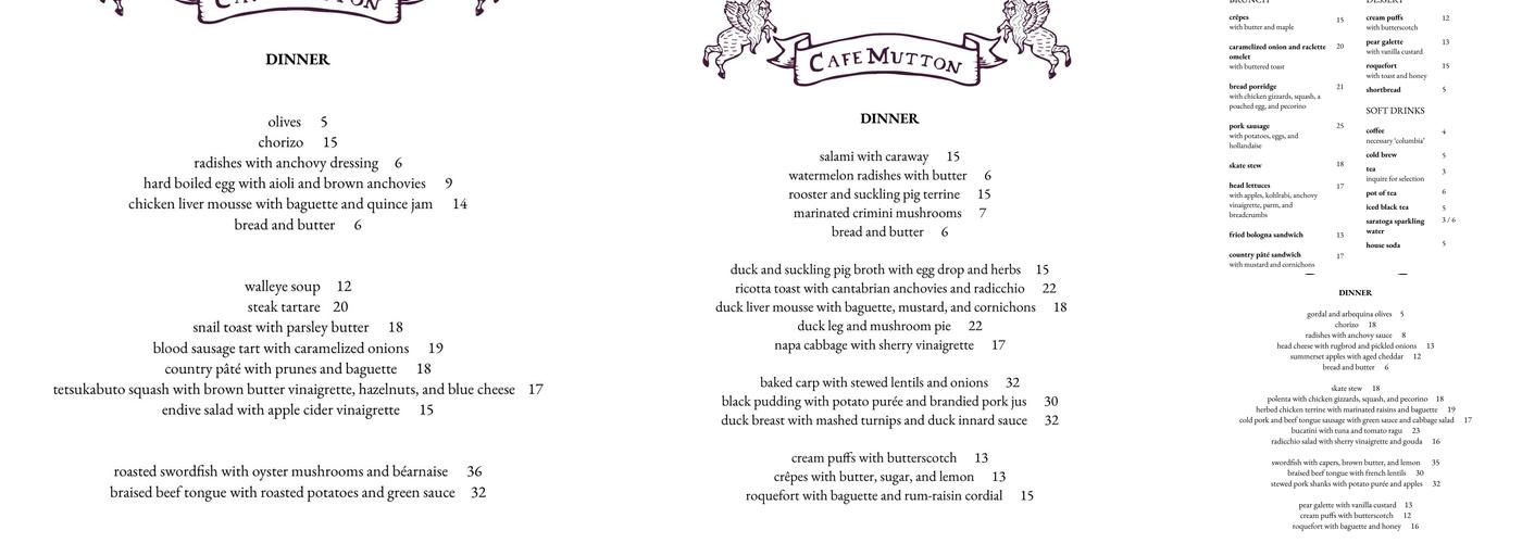 Cafe Mutton Menu
