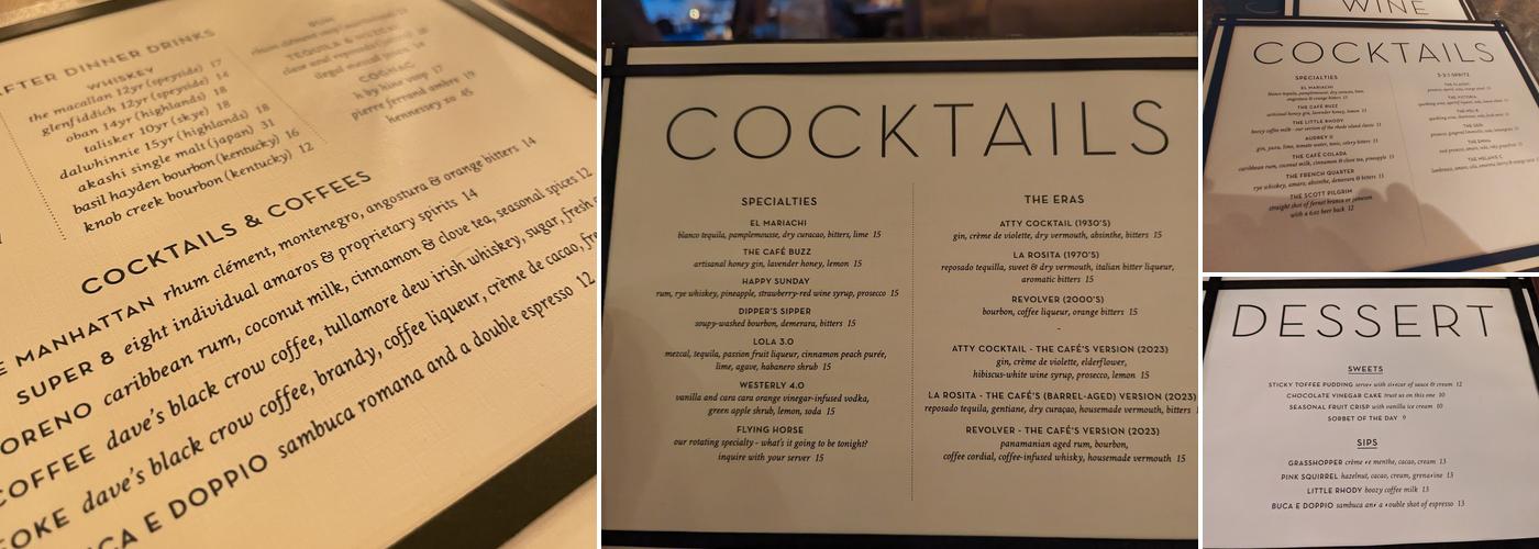 The Café Menu