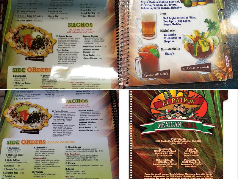 El Patron Mexican Grill and Cantina Menu