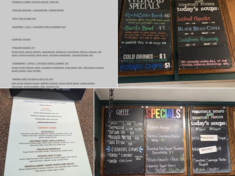 Frederick Soups and Comfort Foods Menu