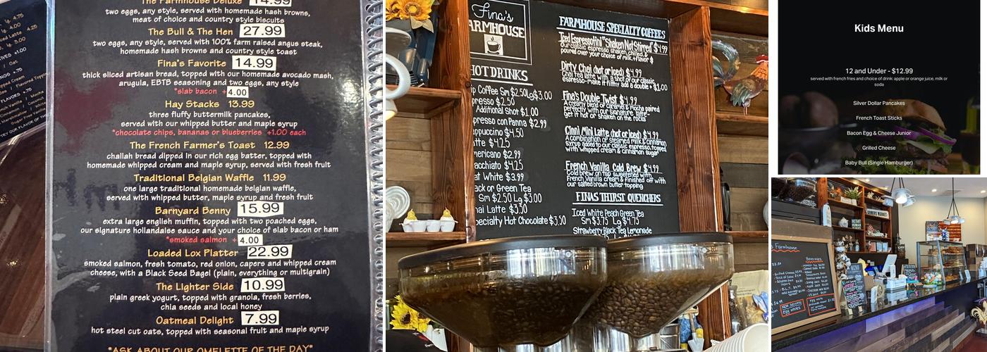 Fina's Farmhouse Menu