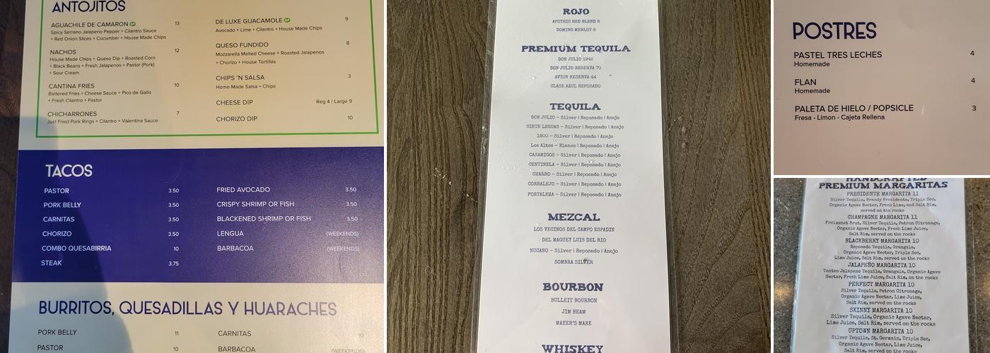 Zalate Taqueria Menu