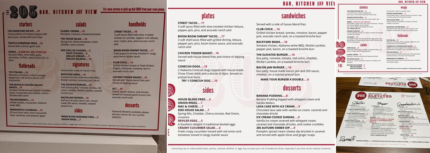 The 205 Menu