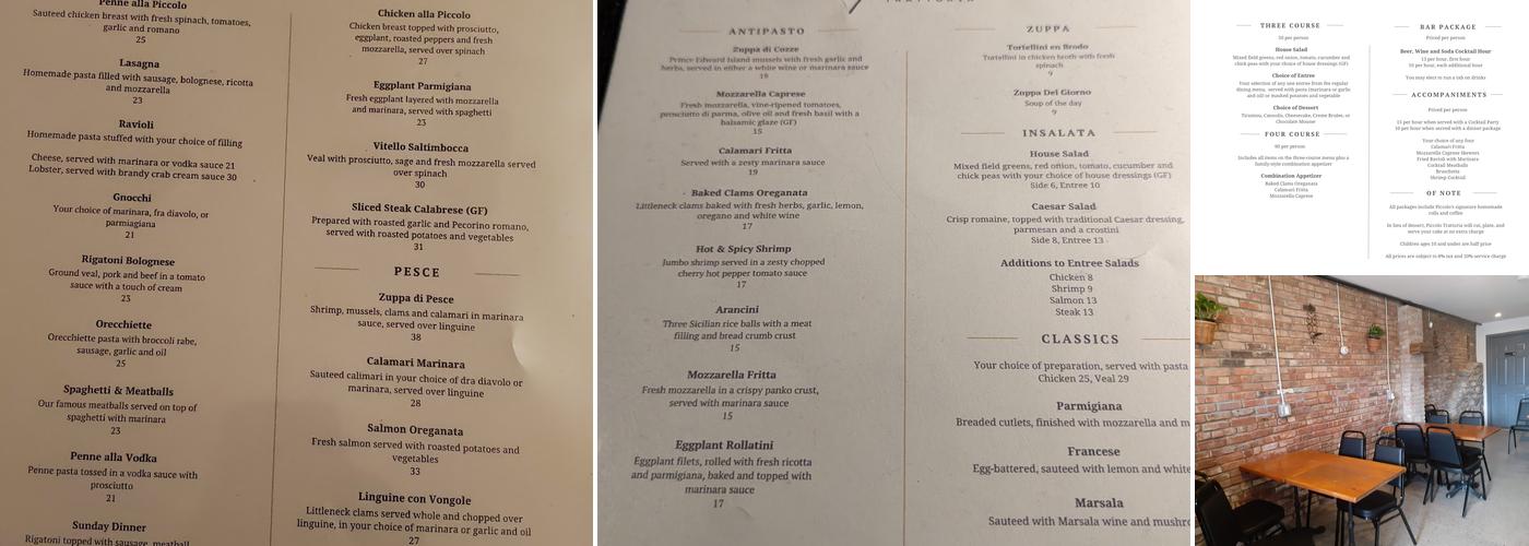 Piccolo Trattoria Menu