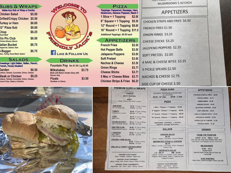 Friendly Jack's Menu