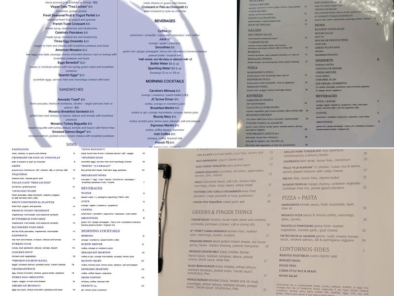 Mosaico Kitchen + Bar Menu