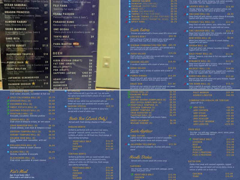 Ocean Samurai Menu