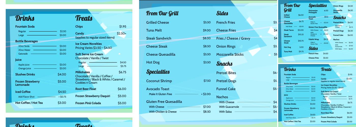 Lakeside Deli's Poolside Cafe Menu