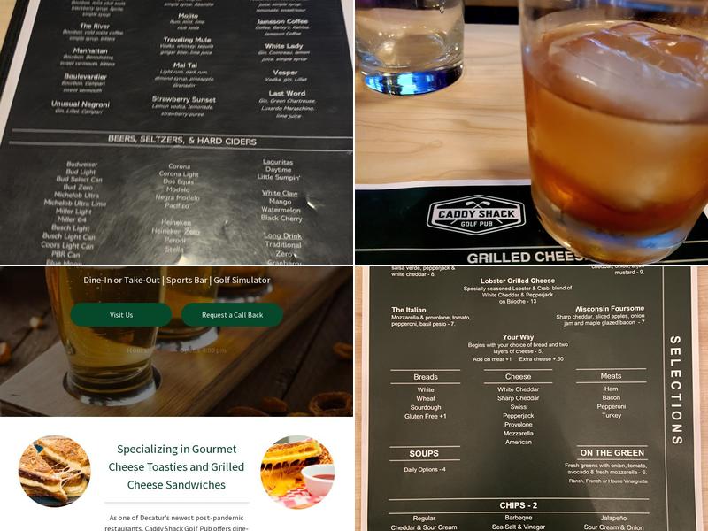 Caddy Shack Golf Pub Menu