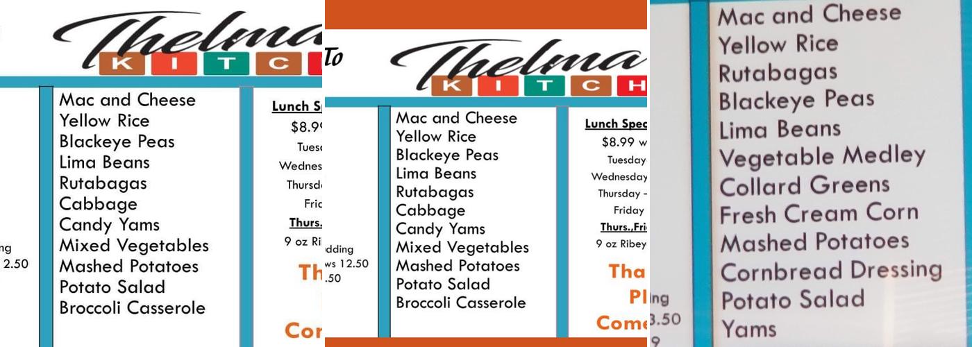 Thelma's Kitchen Columbus GA Menu