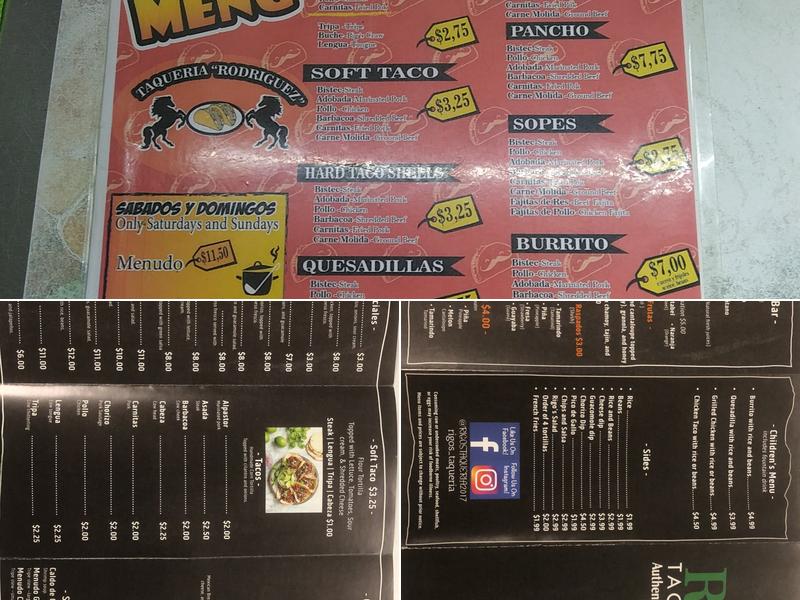 Taqueria Rodriguez Menu