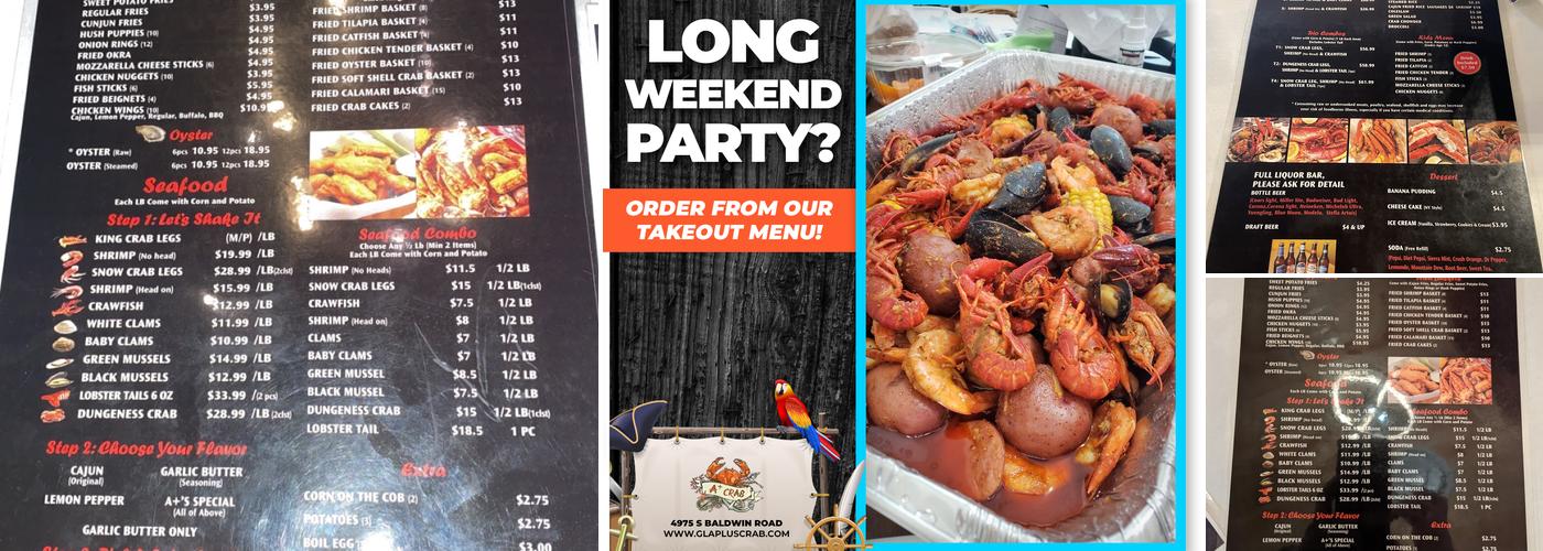 A Plus Crab (Great Lake) Menu