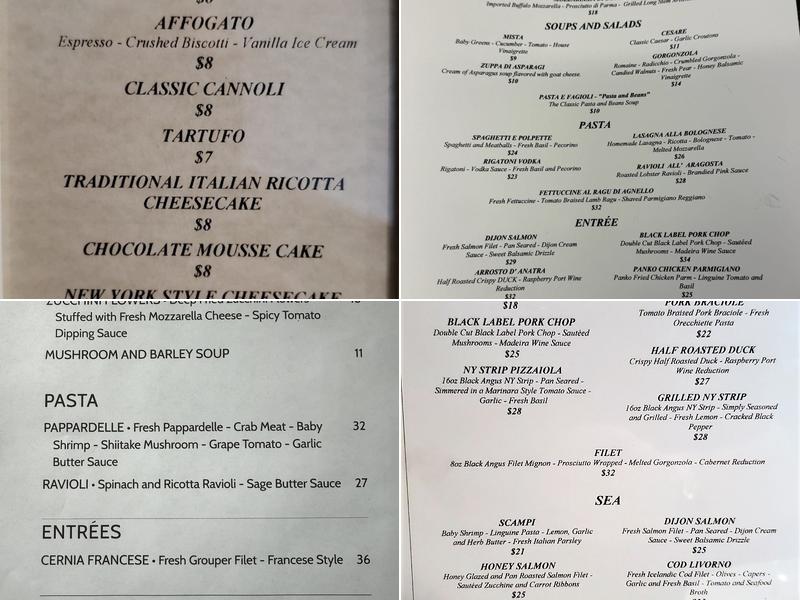 Acquaviva Restaurant and Bar Menu