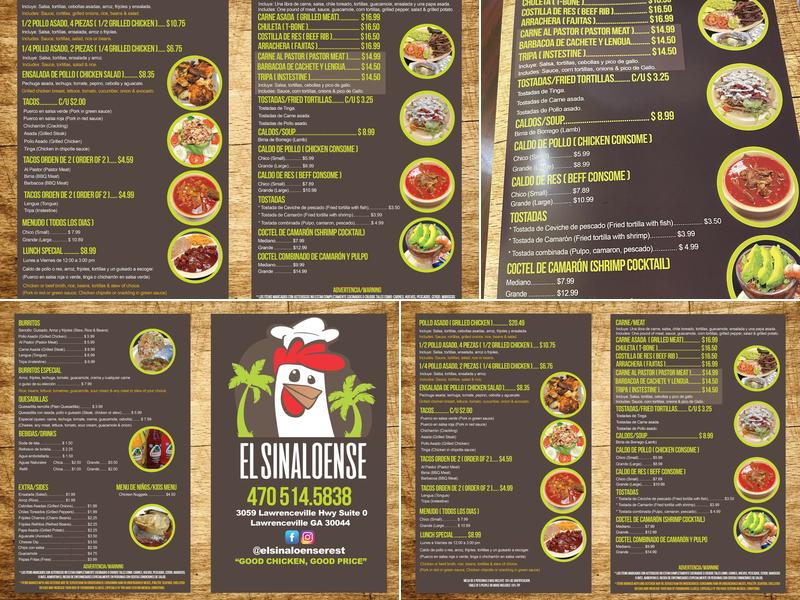 El Sinaloense Lawrenceville Menu
