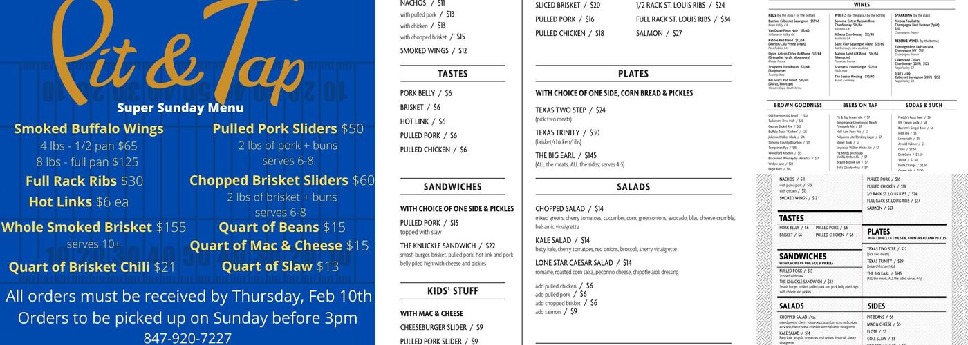 Pit & Tap Menu