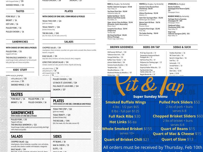 Pit & Tap Menu