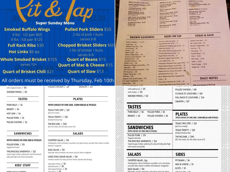 Pit & Tap Menu