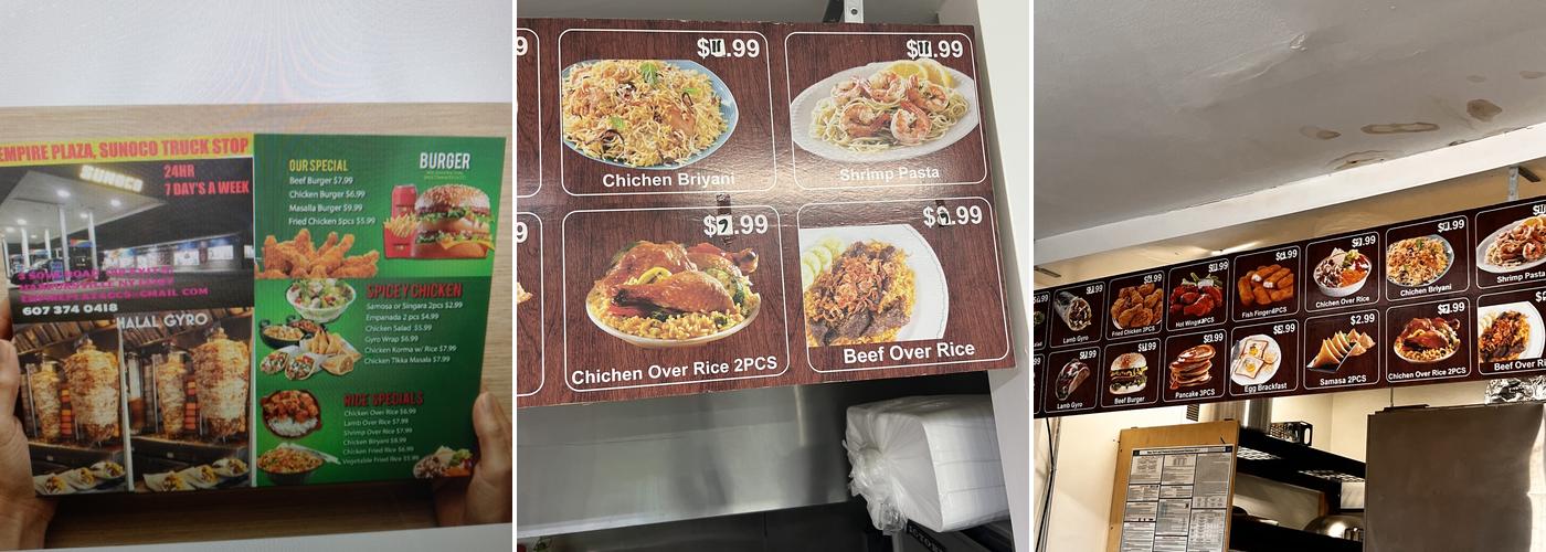 EMPIRE HALAL GYRO FOOD SERVICES, Menu