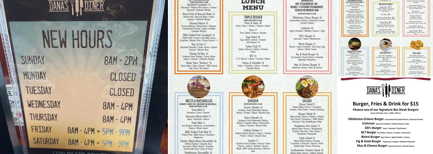 Dana's Diner Menu