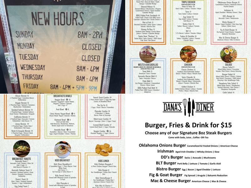 Dana's Diner Menu