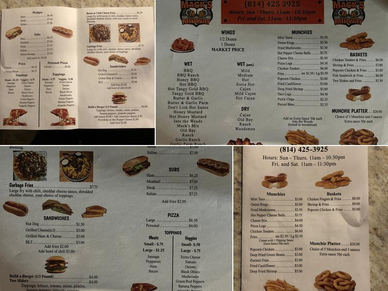 Mack’s Midway Menu