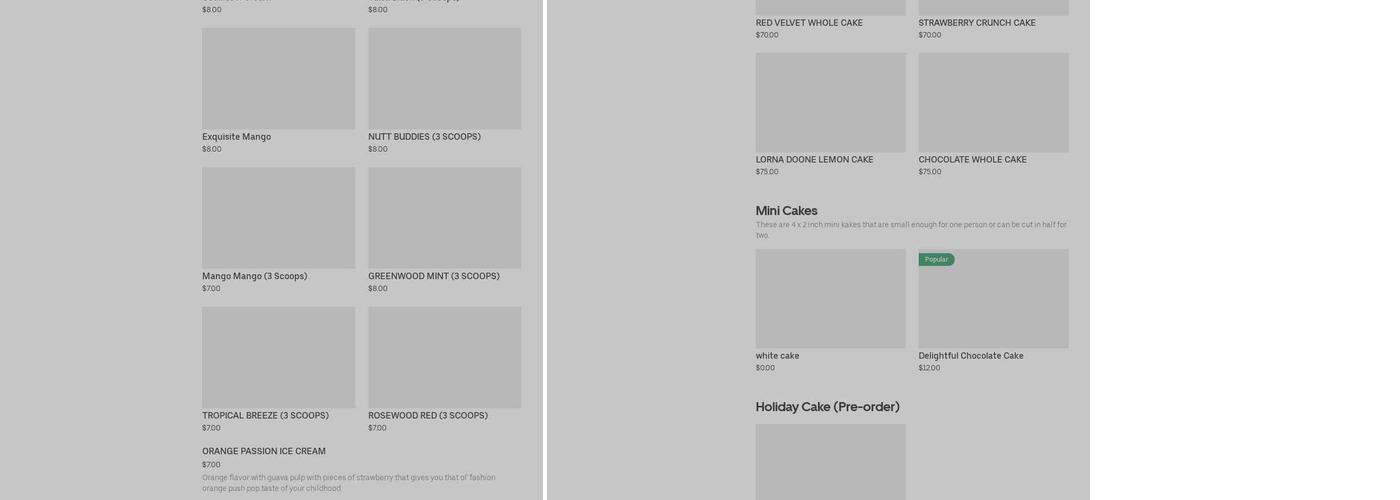 Scoops n Mini Desserts Menu