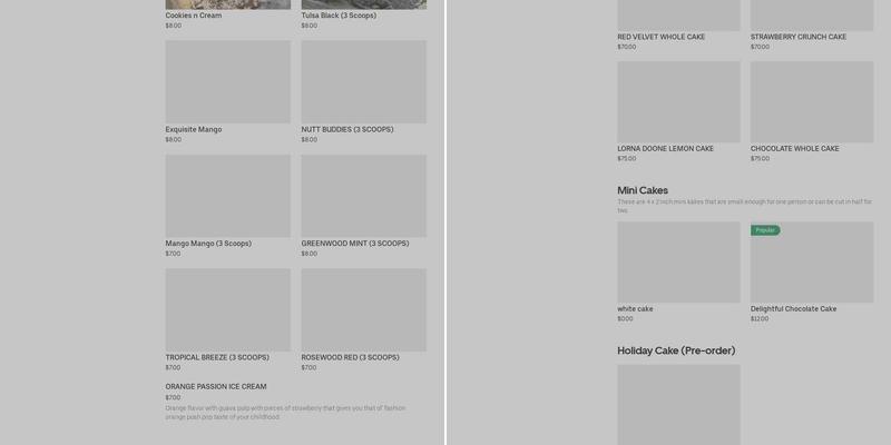 Scoops n Mini Desserts Menu
