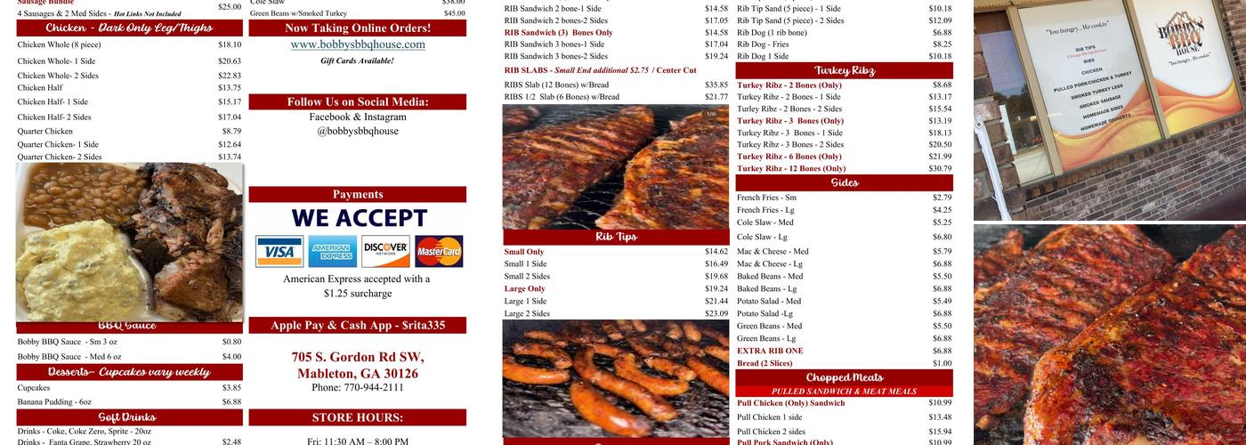 Bobby's BBQ House Menu