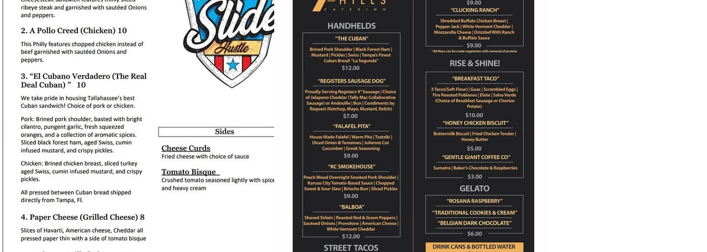 Slide Hustle Kitchen Menu