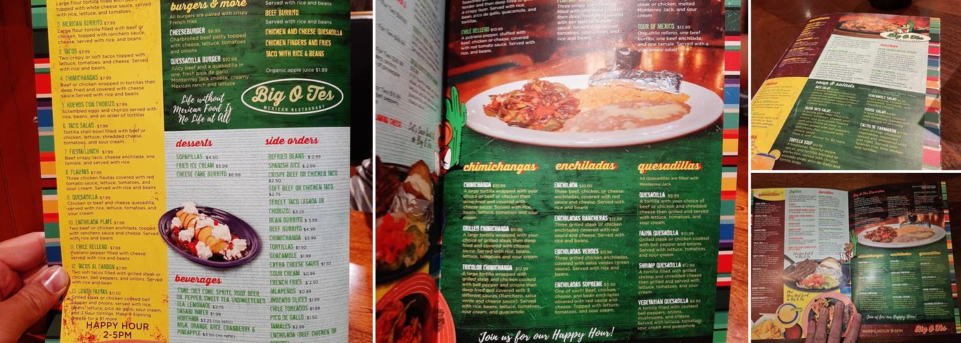 BigOtes Menu