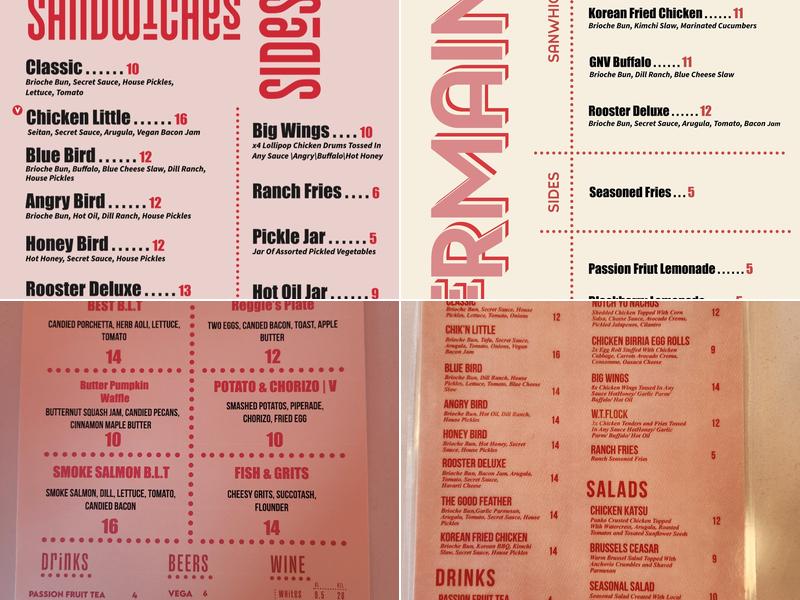 Germain's Chicken Sandwiches Menu
