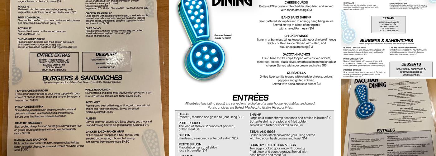 Dakota Dining Menu