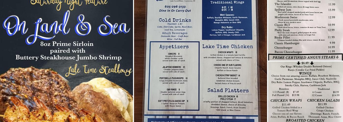 Lake Time Steakhouse and The Bait Bar Menu