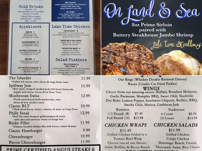 Lake Time Steakhouse and The Bait Bar Menu