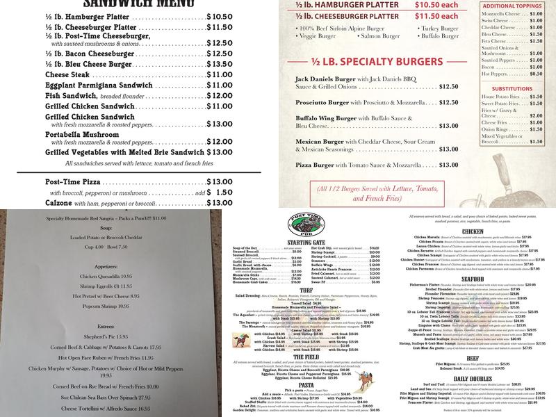 The Post Time Pub Menu