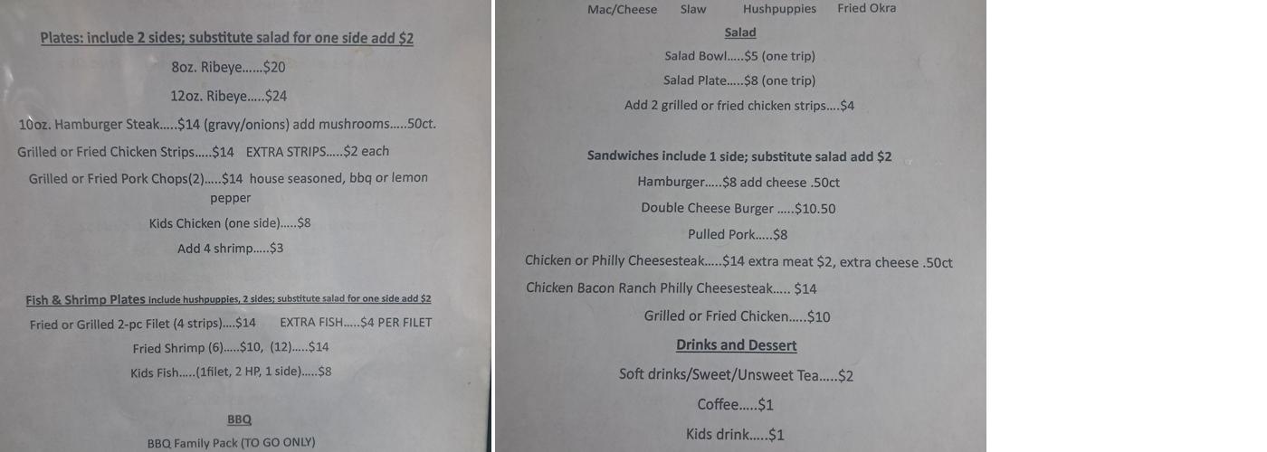 Uncle J’s Grill Menu
