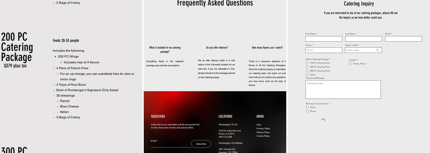 Rumberger's Wings Menu