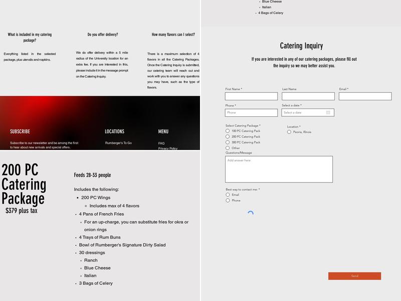 Rumberger's Wings Menu