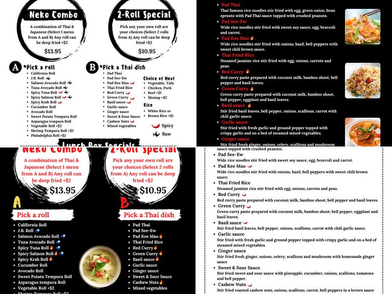 Neko Thai & Sushi Menu
