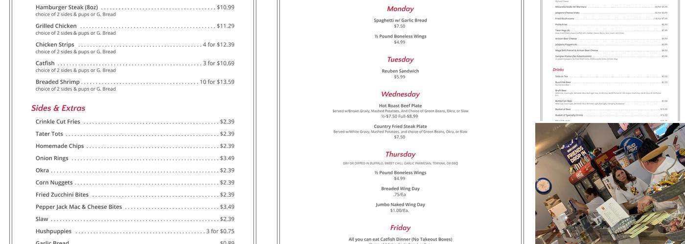 Socket's Bar & Grill Menu