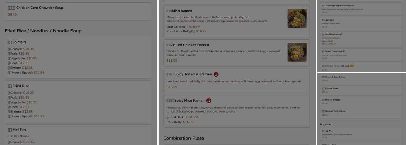 Chu’s Cafe Menu