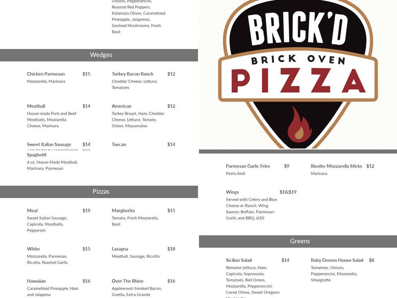 Brick'd Pizza Menu