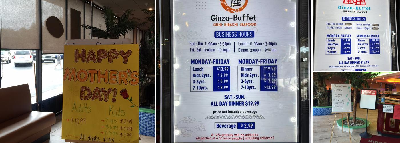 Ginza Buffet Menu
