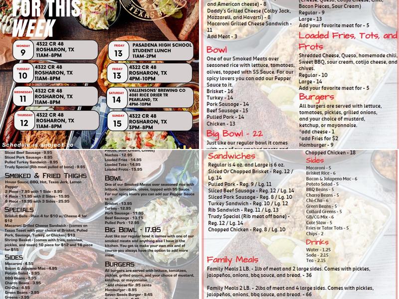 Seven Seeds Texas Barbecue Menu