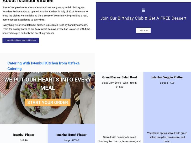 Istanbul Kitchen Menu