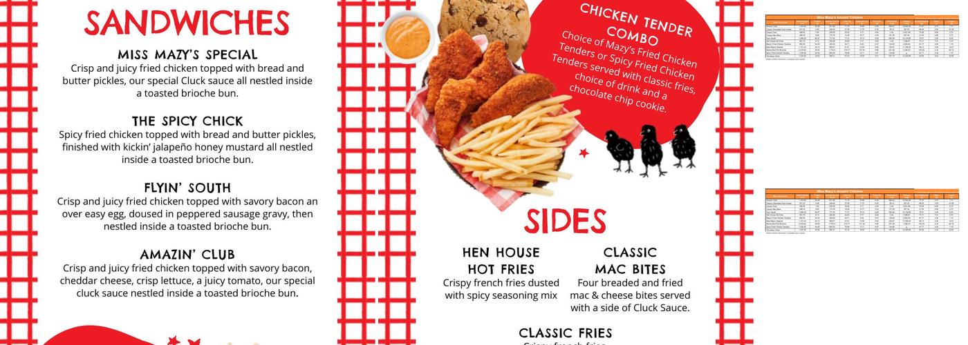 Miss Mazy's Amazin' Chicken Menu