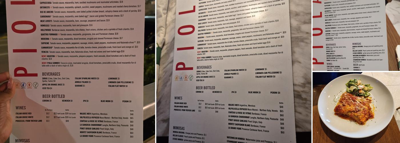 Piola Menu